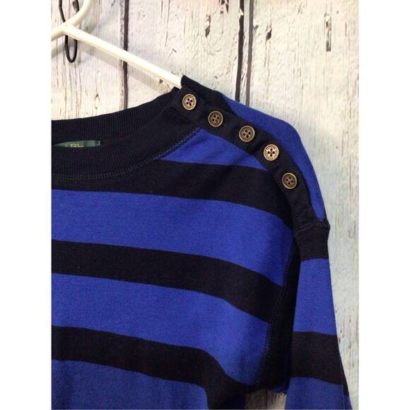 LRL Lauren Jeans Co. Royal Blue & Black Knit top Button Accents Size XS 🌺🌸 - Picture 2 of 9